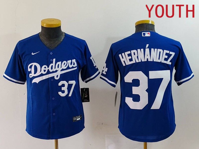 Youth Los Angeles Dodgers #37 Hernandez Blue Nike Game 2024 MLB Jersey style 7243
